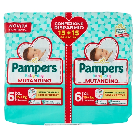 Pampers Baby-dry Mutandino XL 15 + 15 pz